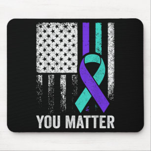 You American Flag Teal Purple Men Mental Health  Mouse Pad