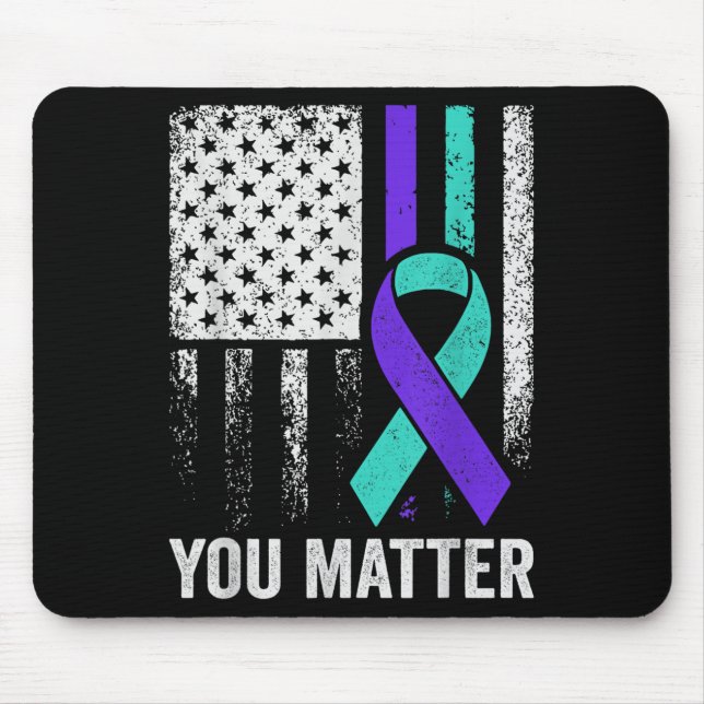 You American Flag Teal Purple Men Mental Health  Mouse Pad (Front)