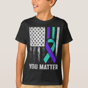 You American Flag Teal Purple Men Mental Health T-Shirt
