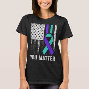 You American Flag Teal Purple Men Mental Health  T-Shirt