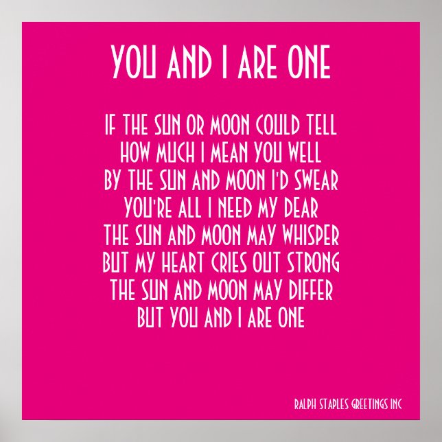 YOU AND I ARE ONE POSTER (Front)