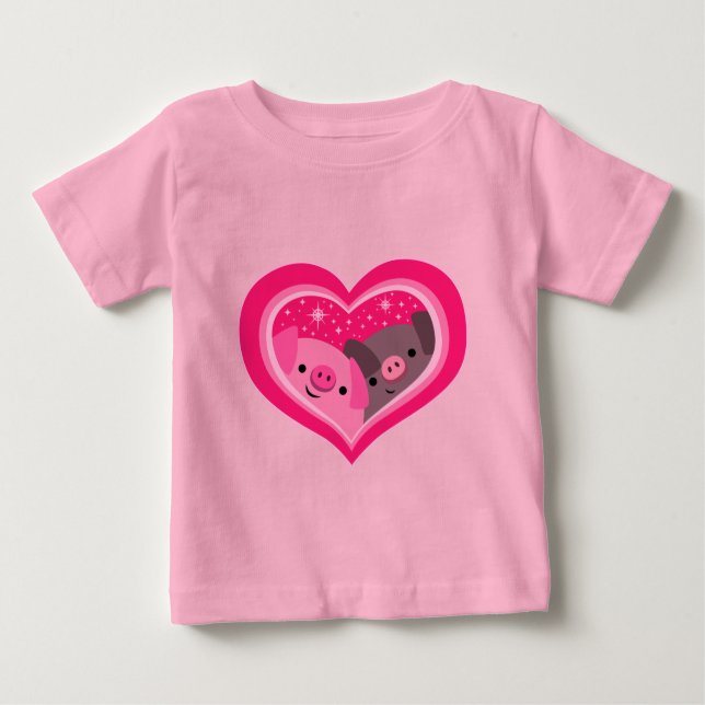 You And Me (Cute Cartoon Pigs) Baby T-Shirt (Front)