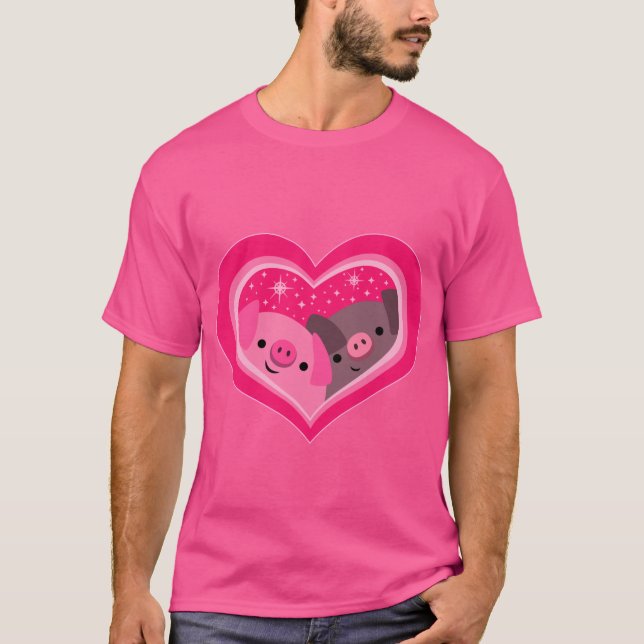 You And Me (Cute Cartoon Pigs) T-Shirt (Front)
