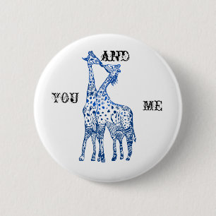 You and Me Girafes Kiss Round Badge
