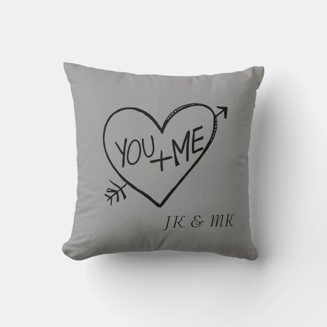 You and Me Heart Cushion (Front)