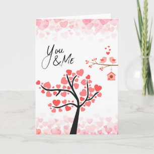 You and Me Heart Tree Love Card - Romantic Birds V