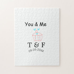 You and me love cup cake red valentine's day name  jigsaw puzzle