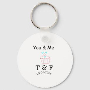 You and me love cup cake red valentine's day name key ring