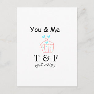You and me love cup cake red valentine's day name postcard
