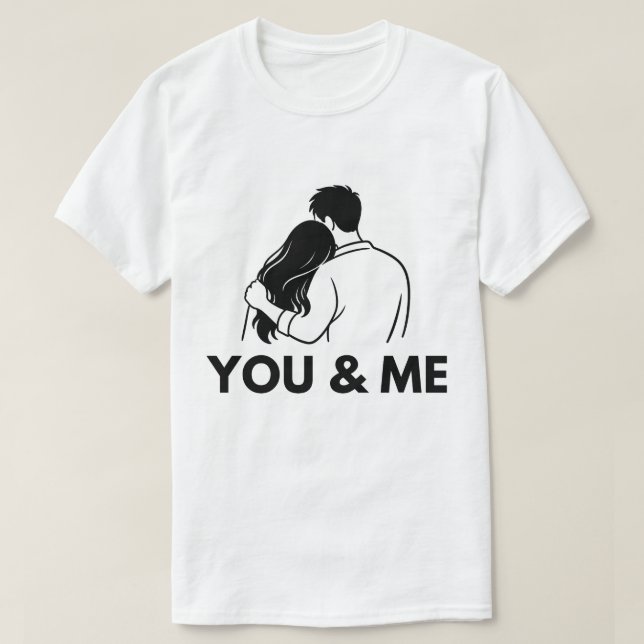 You And Me Minimal Couple Mens T Shirt (Design Front)