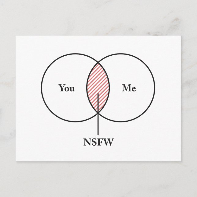 You and Me NSFW Venn Diagram Postcard (Front)