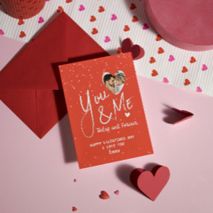 You and Me Romantic Love Red Heart Valentines Day Holiday Card