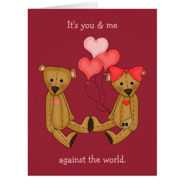 You and Me Teddy Bears Valentine Card (Front)