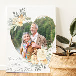 You and Me Together Heart Shape Gold Photo Frame Canvas Print<br><div class="desc">Custom Photo Canvas displaying your favourite photo in a geometric heart shaped gold frame. The frame is decorated with watercolor bouquets of cream and apricot flowers. It is lettered with the wording "You and Me Together Nothing Gets Better" in elegant casual, handwritten script on a neutral, almond white background, all...</div>