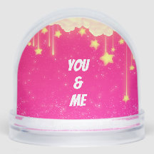 You and Me Wedding Snow Globe Pink