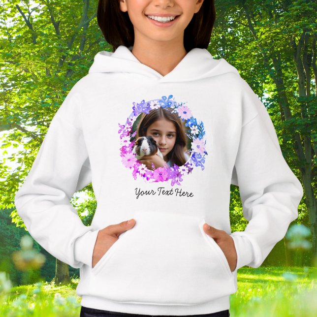 You and Your Pet Photo Floral Create Your Own (A sweatshirt to customize with a photo of you and your pet, with your pet's name underneath)