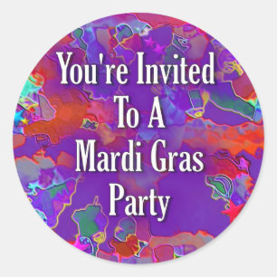 You&apos're Invited To A Mardi Gras Party Classic Round Sticker
