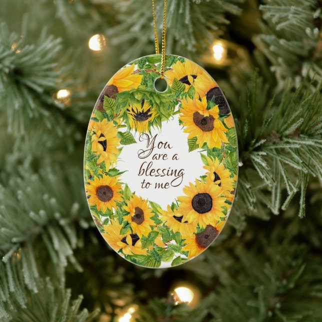 You are a Blessing to Me Sunflower Ceramic Tree Decoration (Tree)
