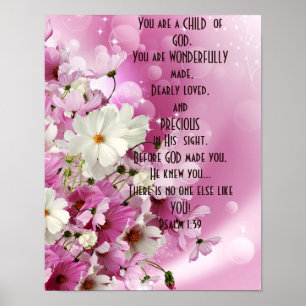 You Are a Child of God Floral Print – Psalm 139 