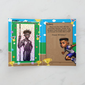 You Are A-Maze-ing Black Boys Track Star Birthday Card