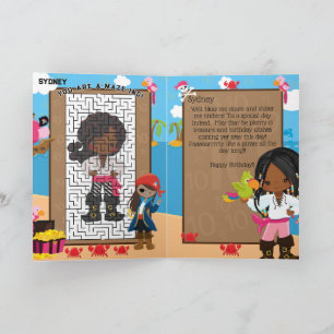 You are A-Maze-ing Black Girls Pirate Birthday Card