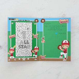 You Are A-Maze-ing Boys Baseball Happy Birthday Card