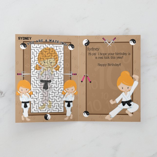 You are A-Maze-ing Ginger Girls Karate Birthday Card (Inside)