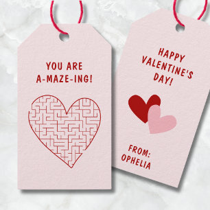 You Are A-maze-ing Kids Classroom Valentine Heart Gift Tags