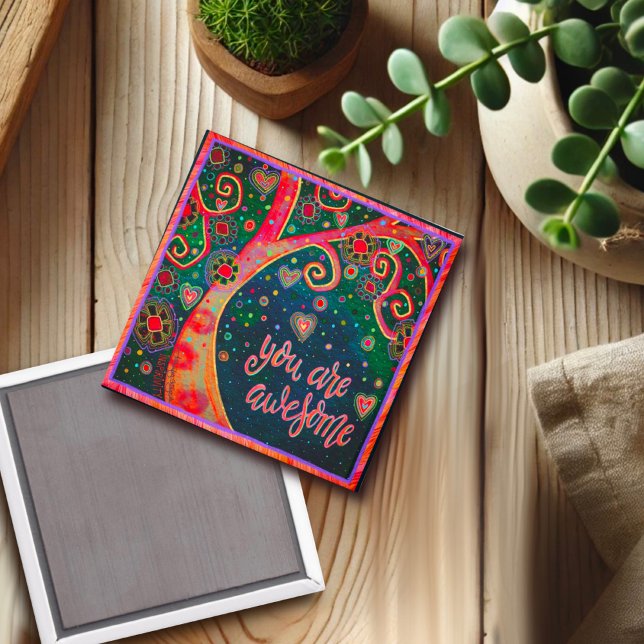 You are Amazing Cute Whimsical Tree Floral Magnet (Creator Uploaded)