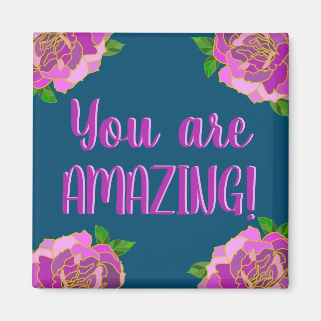 You are Amazing - Elegant Pink Gold Outline  Magnet (Front)