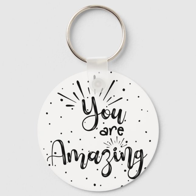 you are amazing hand lettered mental health card t key ring (Front)