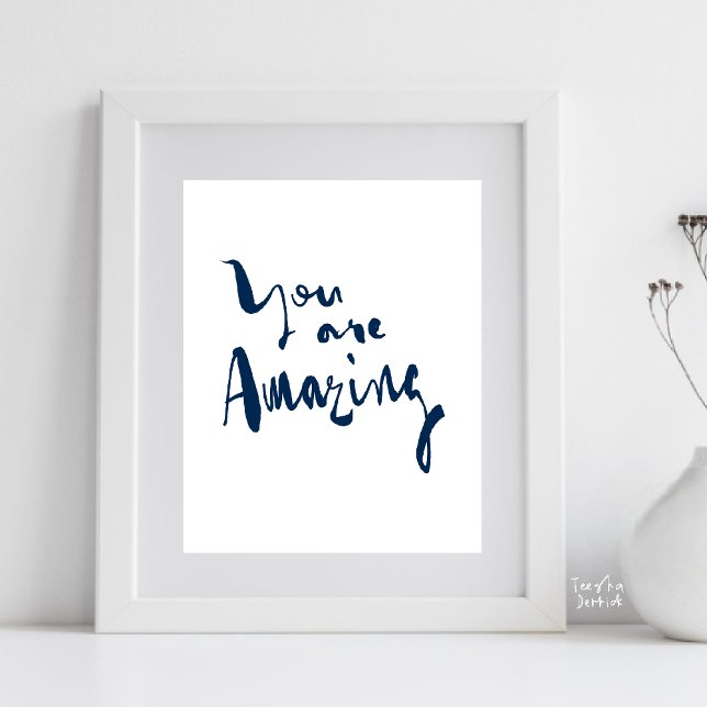 You are amazing Minimalist Motivational Inspired Poster (You are amazing Minimalist Motivational Poster Inspirational Quotes Home Office gift in Navy Blue)