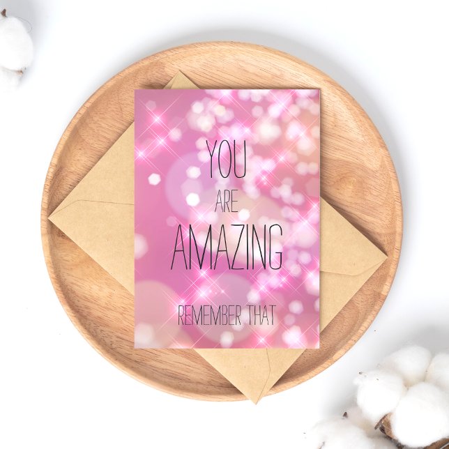You are Amazing - Pink Glitter Inspirational Quote Postcard (Creator Uploaded)