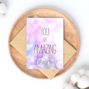 You are Amazing - Purple Bokeh Inspirational Quote Postcard