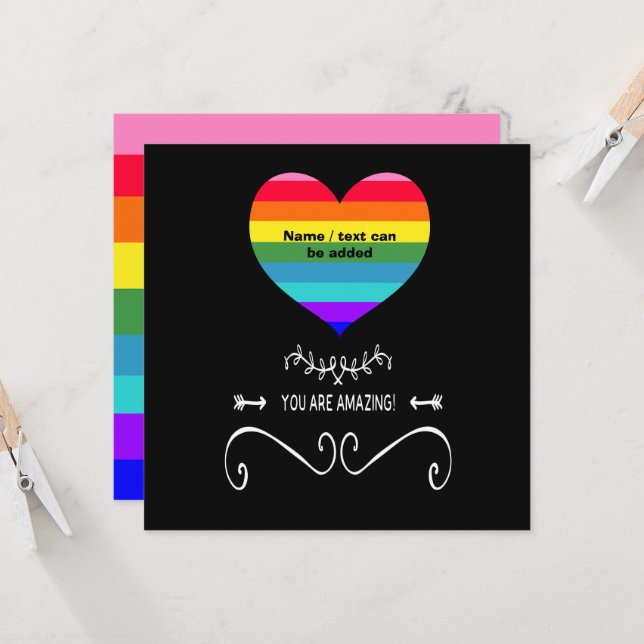 You Are Amazing! Rainbow Heart   Invitation (Front/Back In Situ)