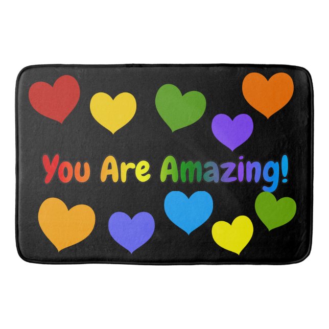 You Are Amazing Rainbow Text Bath Mat (Front)