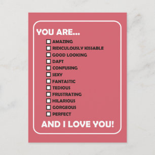 You Are... And I Love You Postcard