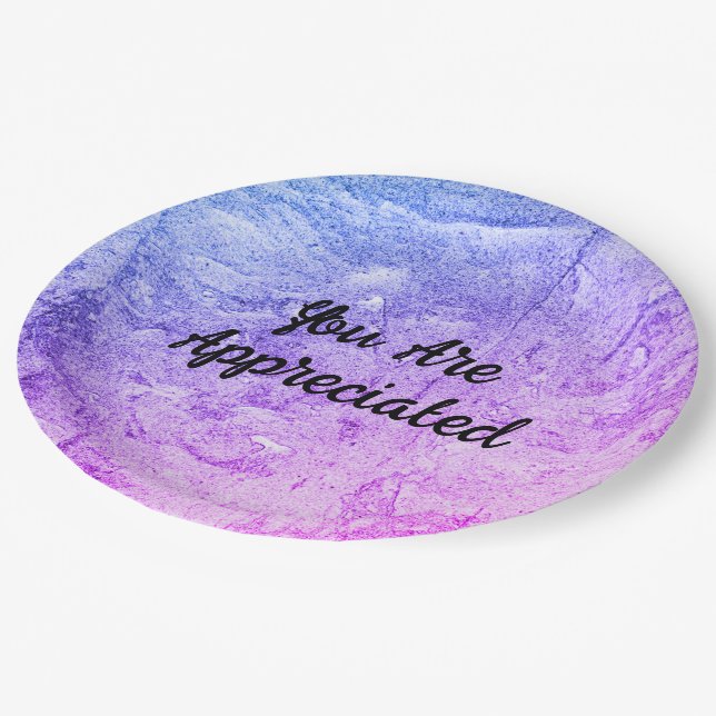 You Are Appreciated Abstract Pink Blue Thank You Paper Plate (Angled)