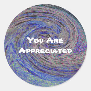 You Are Appreciated Blue Spiral Swirl Appreciation Classic Round Sticker