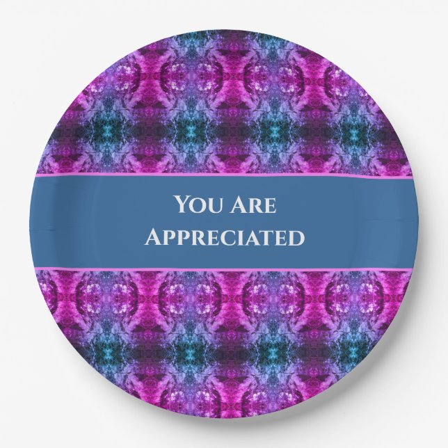 You Are Appreciated Bright Kaleidoscope Thank You Paper Plate (Front)