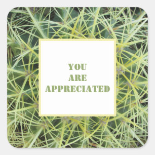 You Are Appreciated Desert Plant Cactus Thank You Square Sticker