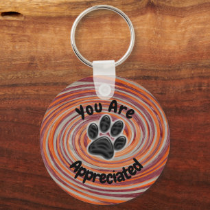 You Are Appreciated Groovy Paw Print Dog Walker Key Ring