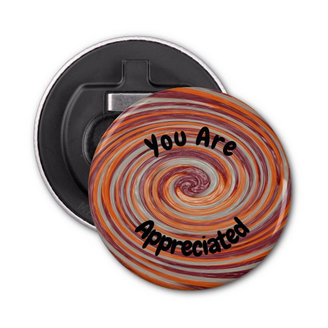 You Are Appreciated Groovy Swirl Colourful Employe Bottle Opener (Front)