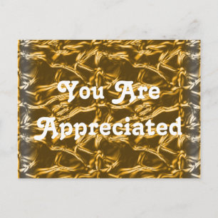 You Are Appreciated Metallic Gold Foil Thank You Postcard