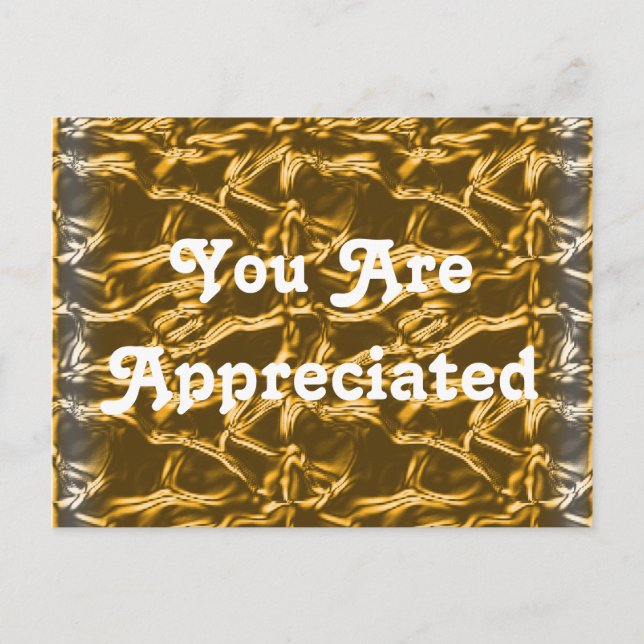 You Are Appreciated Metallic Gold Foil Thank You Postcard (Front)