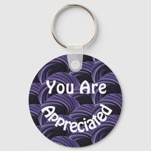 You Are Appreciated Purple Black Circles Thanks Key Ring (Front)
