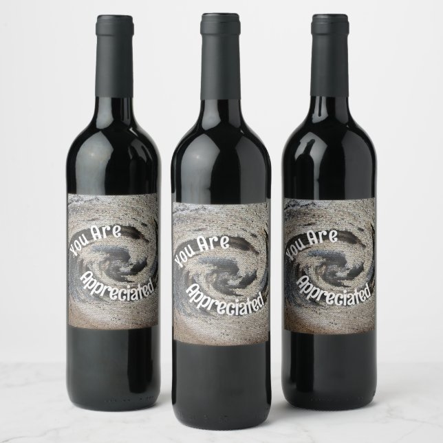 You Are Appreciated Rustic Brown Mosaic Employee Wine Label (Bottles)