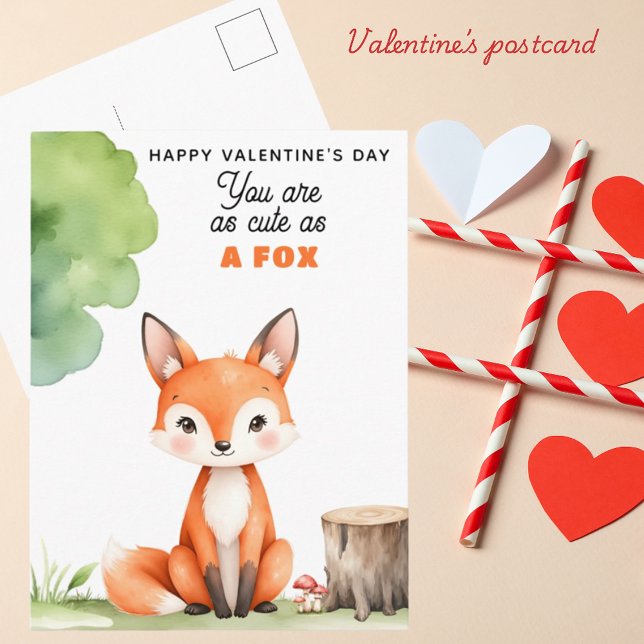 You are as cute as A FOX - Kid's Valentine's Day  Holiday Postcard (Creator Uploaded)