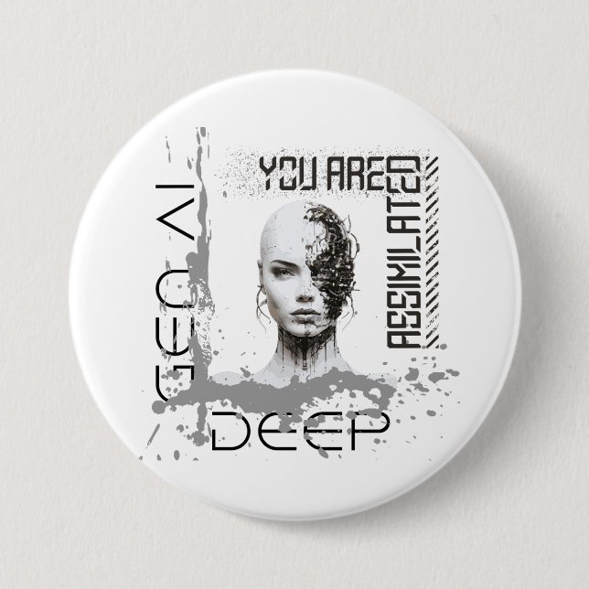 You are assimilated, are you aware? 7.5 cm round badge (Front)