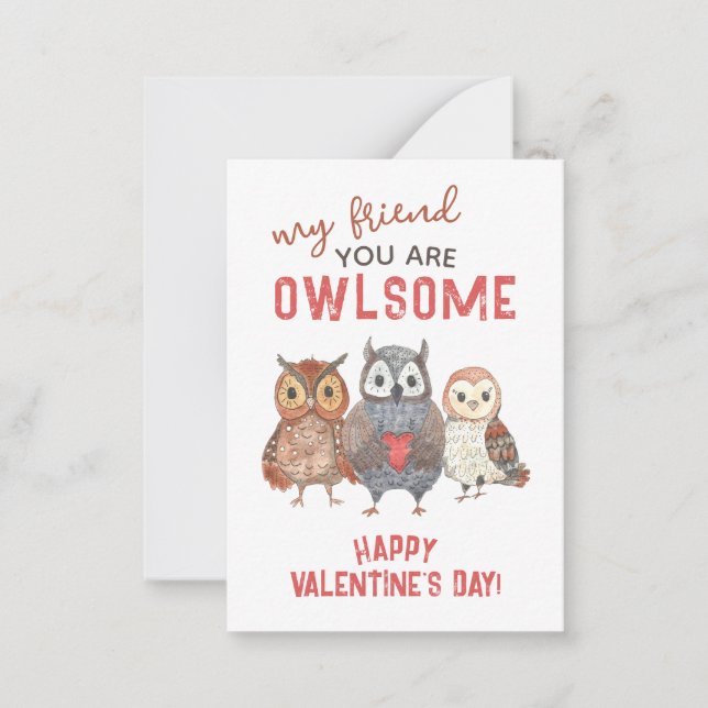 You are Awesome Owls Classroom Valentine Card (Front)